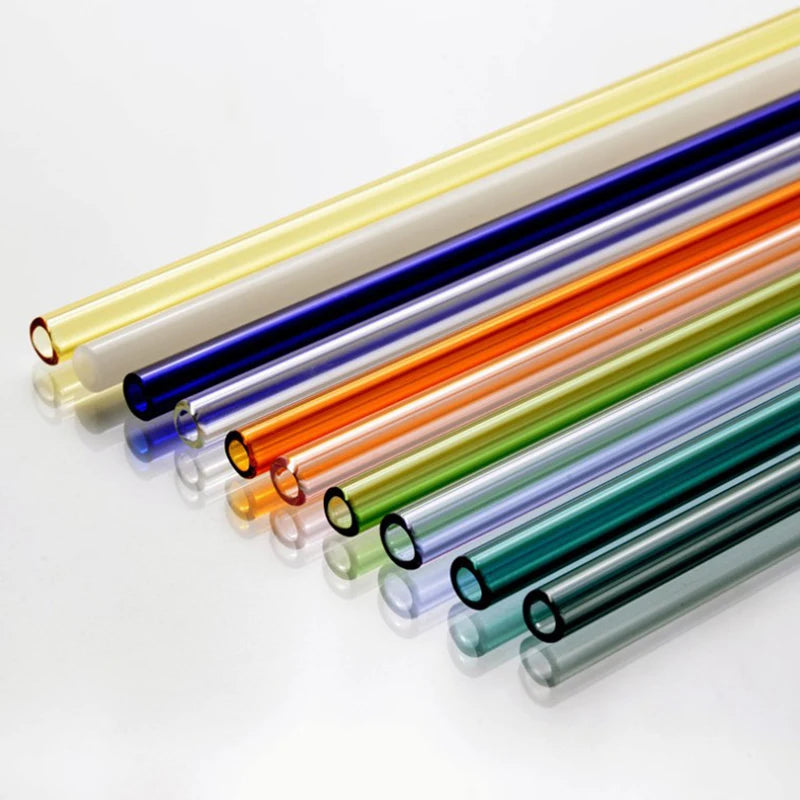 Eco Friendly Reusable Glass Straw Heat-resisting Colorful Drinking Straw High Borosilicate Glass Straw