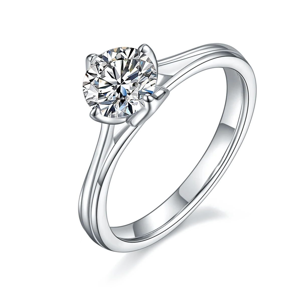 Eternity Brilliant 1ct Vvs Diamond Engagement Iced Out Moissanite 925 Silver with Gold Plated Ring With Simple Style