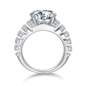 S925 Silver Moissanite Ring VVS 5CT White Gold Plated Round Moissanite Ring Men