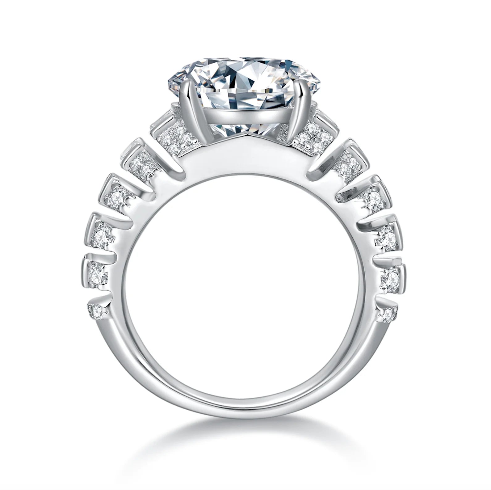 S925 Silver Moissanite Ring VVS 5CT White Gold Plated Round Moissanite Ring Men