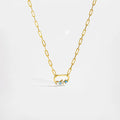 FUAMAY 925 Sterling Silver 18K Gold Plated Paperclip Chain Necklace Zircon Necklace
