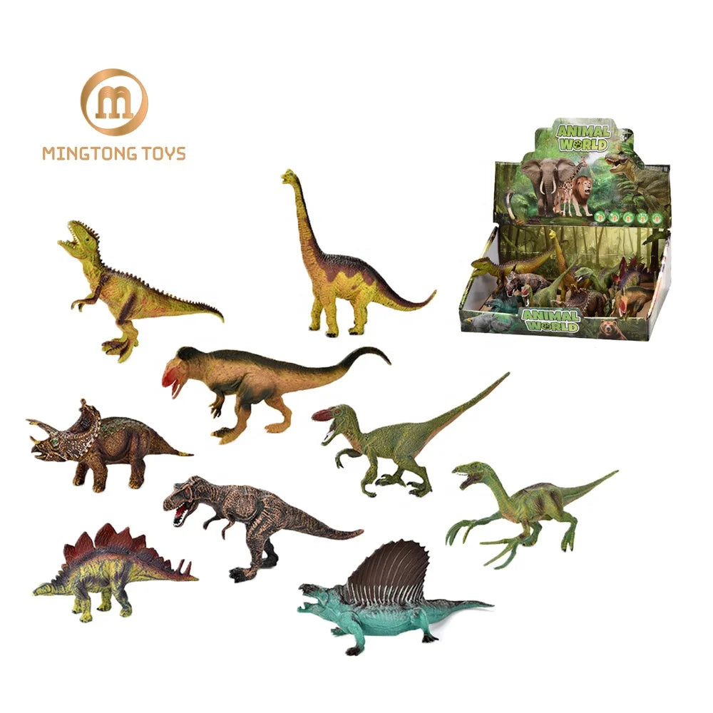 Educational Simulation Realistic 9 Pcs Large Size PVC Animal Model Toy Set Dinosaur Figure for Kids
