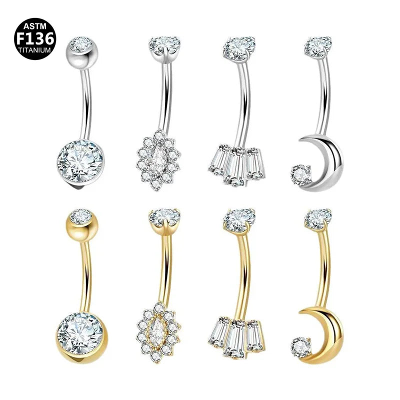 Gaby ASTM F136 Titanium Belly Rings Internal Thread G23 Titanium Long bar Belly Piercing Wholesale Navel Ring Piercing Jewelry