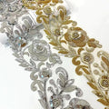 White Lace Trim with Sequin Embroidery Beaded Sequined Lace Trim
