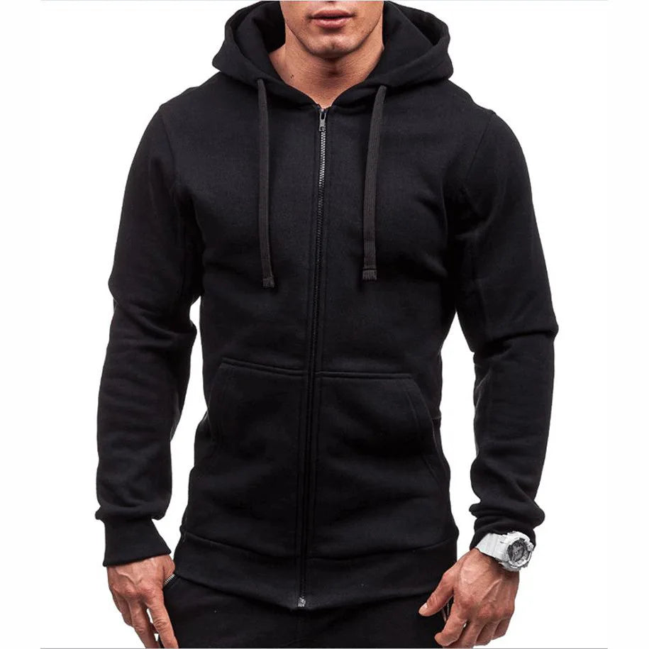 Custom Men's Zip Collar Hooded Sweatshirts Pullover Oversized Cotton Gym Sport Jacket in Solid Color for Autumn Season