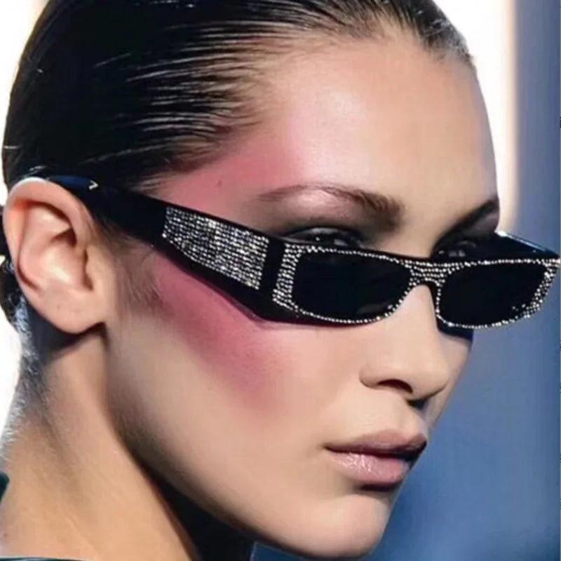 Diamond Square Sunglasses Women Small Size Crystal Sun Glasses Ladies New Gradient Oculos Mirror Shades UV400