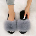 fox Long-haired Plus-size Cross-border Internet Celebrity Manufacturer Direct Sales Comfortable Home Couple  Hair Flip-flop