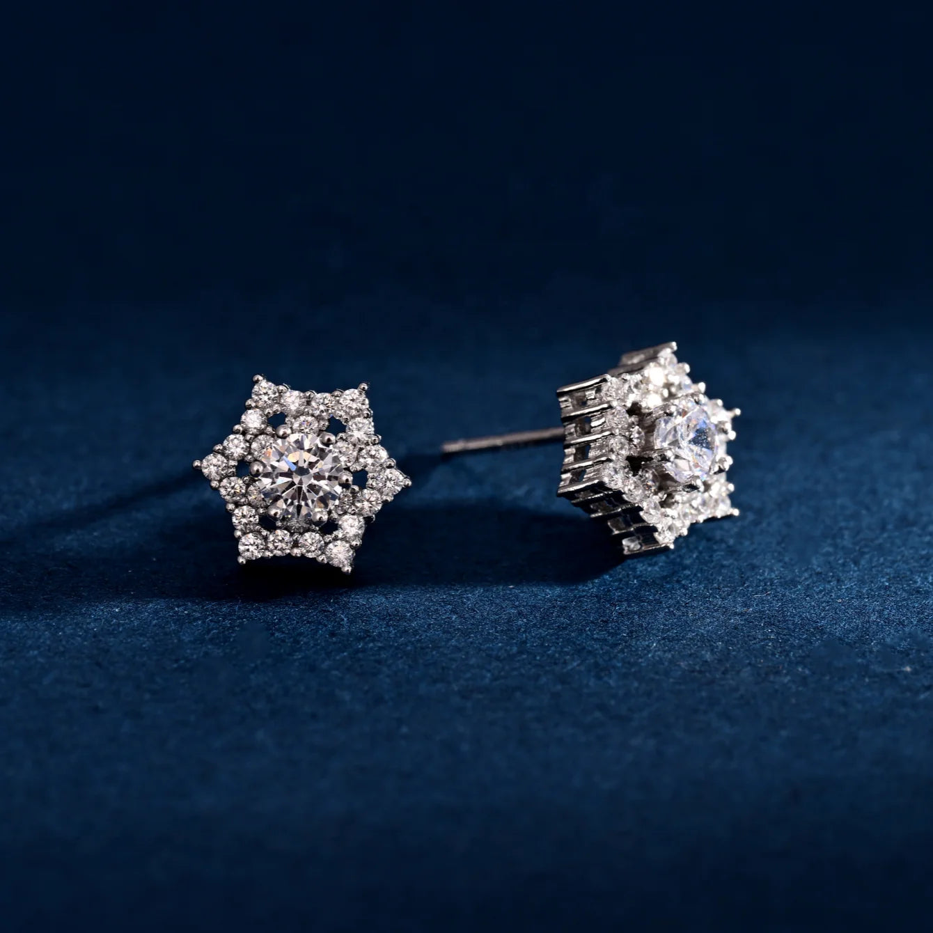 Wholesale Earrings Jewelry Rhodium Plated Cubic Zirconia Hexagon Stud Earring 925 Sterling Silver Fine Jewelry Earrings
