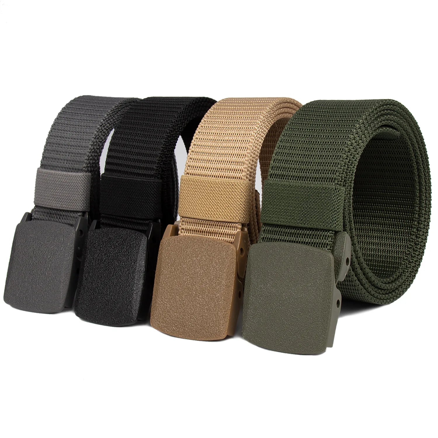 Wholesale  38mm Wide Cheap Nylon Belt Plastic Automatic Buckle Heavy Duty Adjustable Tactical Waist Belt for Men