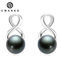 Latest Design Promotional 925 Sterling Silver Natural Tahitian Black Pearl 7.5-8mm Infinite Fashion Earrings