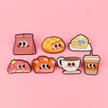 Cartoon Food Cheese Milk Tea Bread Coffee Croissant Milk Tea Afternoon Tea Metal Badge Food Lapel Pin Backpack Clothing Brooch