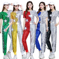 Jazz Dance Performance Costume Splicing Female Adult Modern Dance Student Cheerleading Sequin Pants Performance Costume