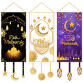 Eid Mubarak Hanging Flag Ramadan Decorations 2024 Home Door Islamic Gift Ramadan Kareem Signs Banner for Eid Al Adha Gifts