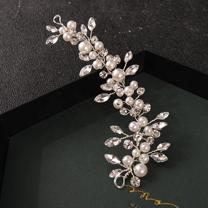 New Arrival Fashion Bridal Rhinestone Pearl Hair Band Hairpin Crown Wedding Dress Accessories