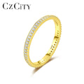 CZCITY Zirconia Silver Wedding Knuckle Ring White Paint Line Simple Women Finger Rings