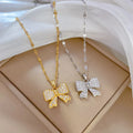 Fashion Bling Butterfly Pendant for Women 18k Gold Charm Crystal Jewelry Stainless Steel Necklace for Women Girls