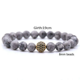Natural Stone Bracelet Micro Set Rose Gold Zircon Male Fashion Mature Wrist Accessories Essential Oil Diffusion