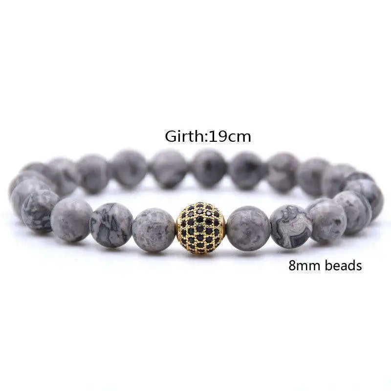 Natural Stone Bracelet Micro Set Rose Gold Zircon Male Fashion Mature Wrist Accessories Essential Oil Diffusion