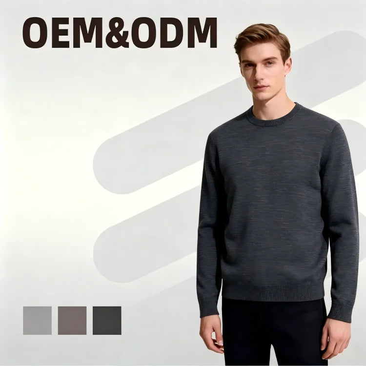 Custom Labels Wholesale Autumn Winter Men's Long Sleeve 100% Merino Wool Sweater