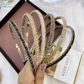 South Korea NEW CRYSTAL FULL DRILL HAIR HOOP SUMMER TEMPERAMENT CONTRACTED HAIR GROTTO STEEL RING THIN PRESSURE HAIR HOOP F