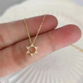 Fashion 14K Gold Plated 925 Sterling Silver Cz Six Pointed Star Necklace for Women Girls