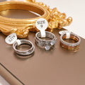 14K 18K Gold Plated Women Spinning Classic Design Geometric Custom Shell Stainless Steel Stone Rings