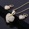 Custom Iced Out Glash Diamond Zircon Heart Pendant Necklace Set Link Chain Earrings for Wedding Engagement Fashion Jewelry Gift