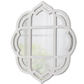 Farmhouse Handmade White Luxury Decorative Wood Bath Mirrors Espejo Rustic Wood Frame Flower Shape Scalloped Hanging Wall Mirror MegaBDM