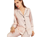 Fung 6001 Long Sleeve Pajama Wholesale Women Pajama Sets Long Matte Satin Silk Pajamas for Women Set Cheap 2 Pieces Suit