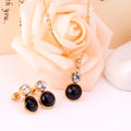 High Grade Quality Women Necklace Earrings Sets With Black Shell Zircon Pendant Brand Jewelry Sets