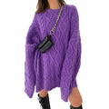 Autumn and Winter Solid Color Knit Dress Casual Twisted Loose Knitted Sweater Dress Knitted Dress for Women