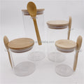 Transparent Empty High Borosilicate Airtight Round Food Storage Glass Jar With Lid and Spoon