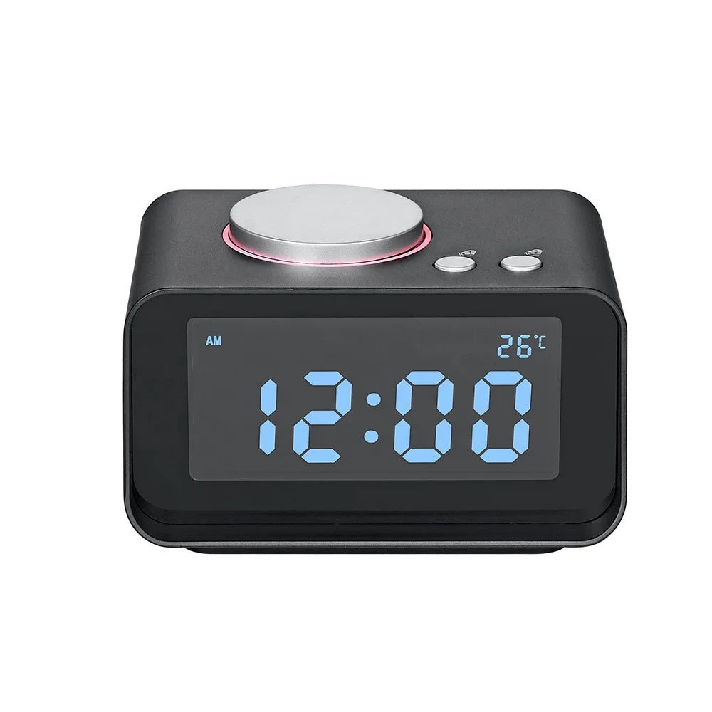 New Design FM Radio Digital Alarm Clock with Stereo Speaker Desktop Table LED Light Display Clock Smart Table Dual Alarm Clock