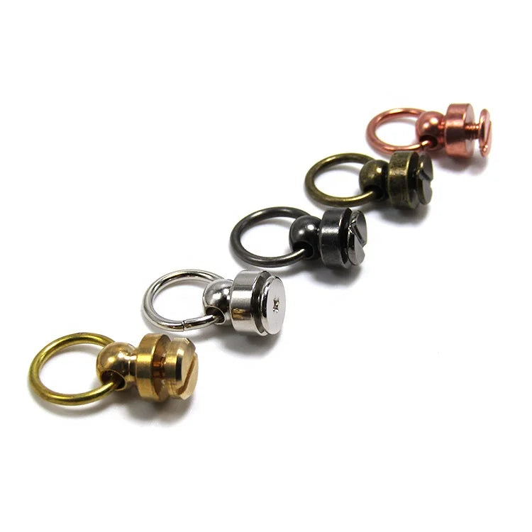 Brass Black Chicago Screws with Rivet Decoration 8mm 10mm for Dogs Leather