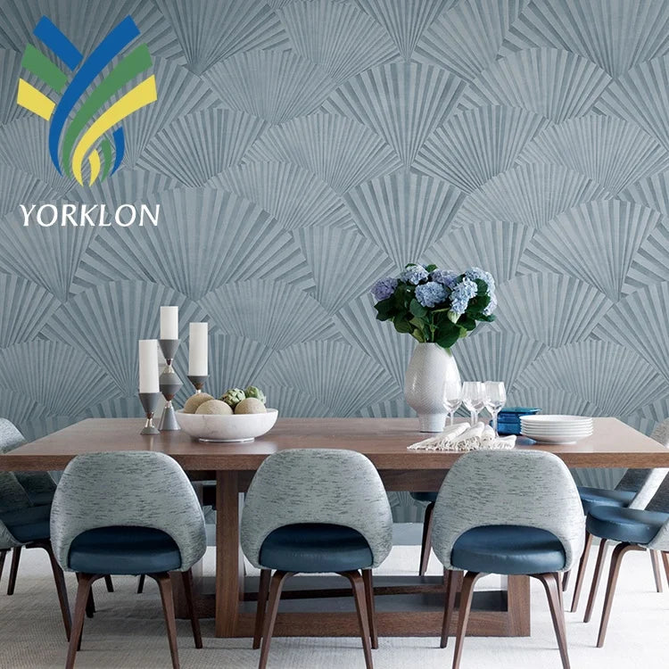 Modern 3D Blue Geometric Circular Sector Non-Woven Wallpaper Water-Proof Home Background Wall Decoration Fireproof Background