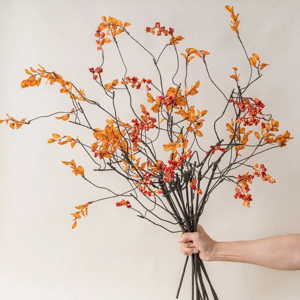 Y0021 Autumn High-quality Handmade Artificial 100cm Dry Twig Stem Branch Silk Leaves Faux Long Vines Horticultural Mother's Day