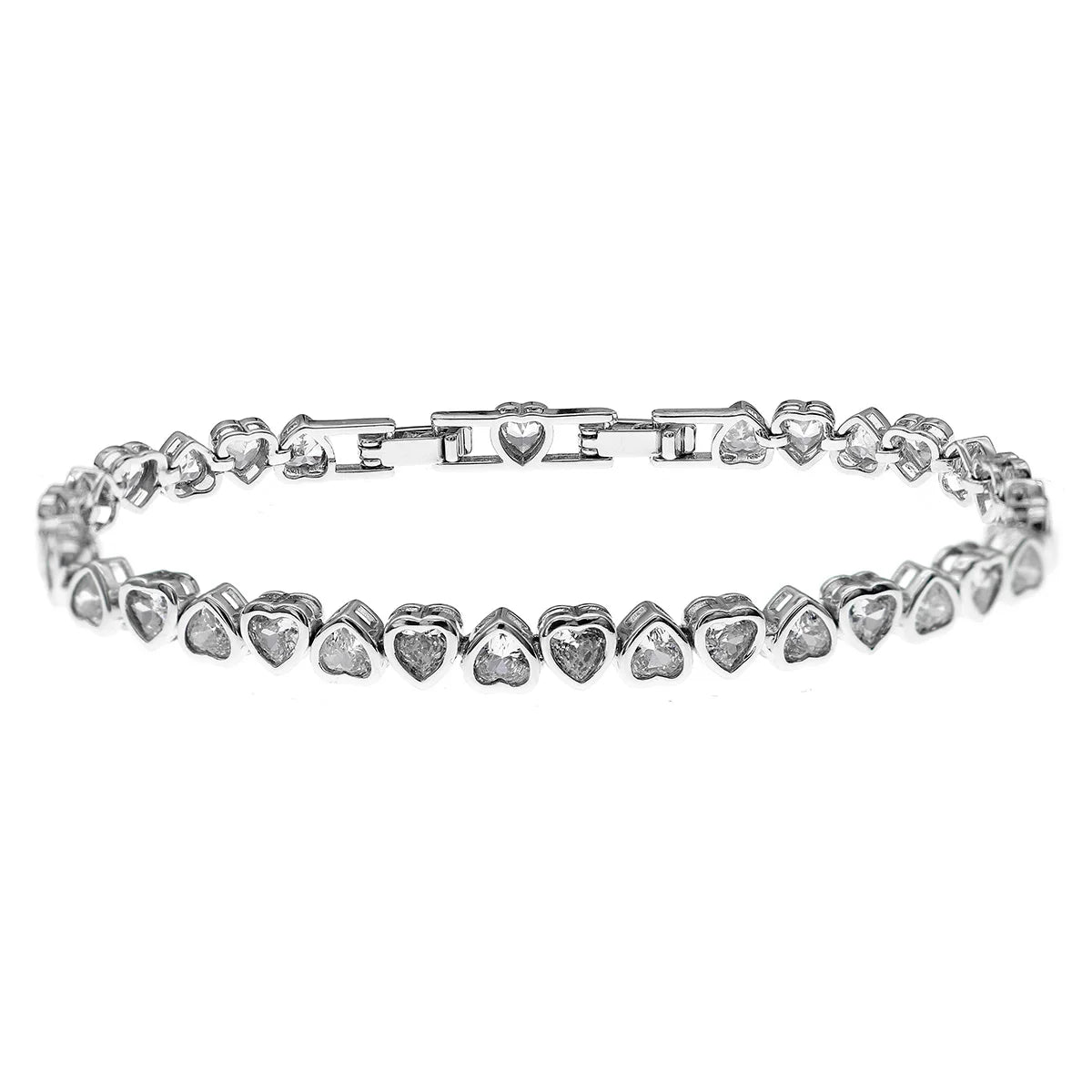 Couple Lover Heart Shape Zircon Diamond Romantic Fashion Jewelry Sterling Silver Plated Tennis Bracelets Valentine's Day