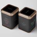 Wholesale Customized logo Chinese Eco Friendly Tea Tins Luxury Black Big Airtight Metal square Tea Tin Packaging Box