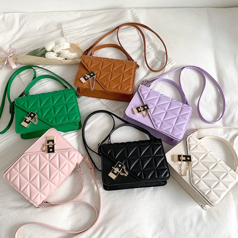 2025 Fashion New Women's Retro Style Crossbody Square Bag with Chain and Lock PU Material Winter/Autumn/Summer