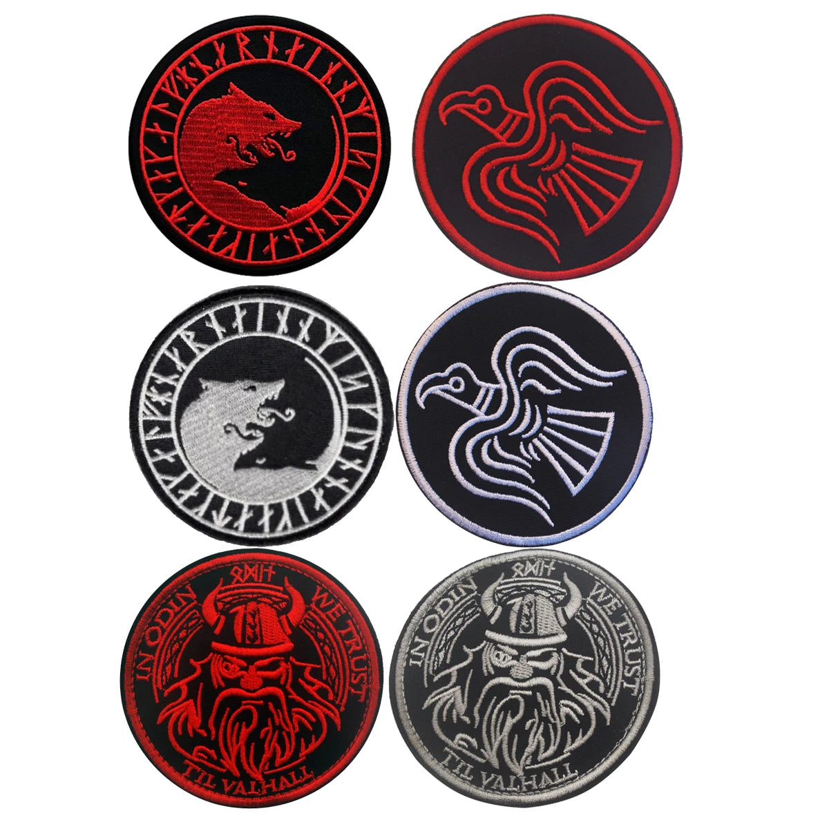 Northern Europe Vikings AOTDDOR Wolf Bird Totem Sign Embroidery Morale Hook and Loop Badges Patches