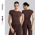 Women Short Sleeve Top Casual Wear Sports Slim-fit Breathable Yoga T-shirt Running Custom Logo Training Fitness Tops