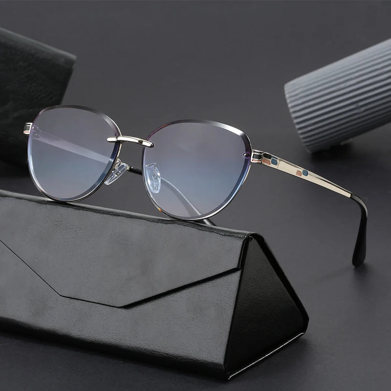 Classic Gradient Cat Eye Sunglasses UV400 Sun Glasses with Metal Frame Trendy Ins Shades Eyeglasses