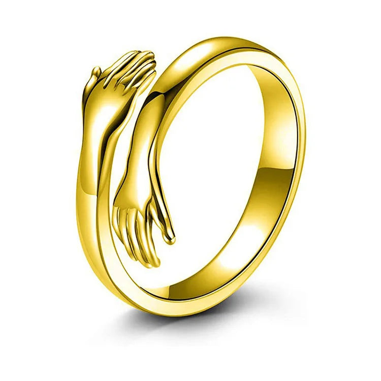 G1782 Stainless Steel Jewelry Couple Love Hug Me Hugging Hands Ring