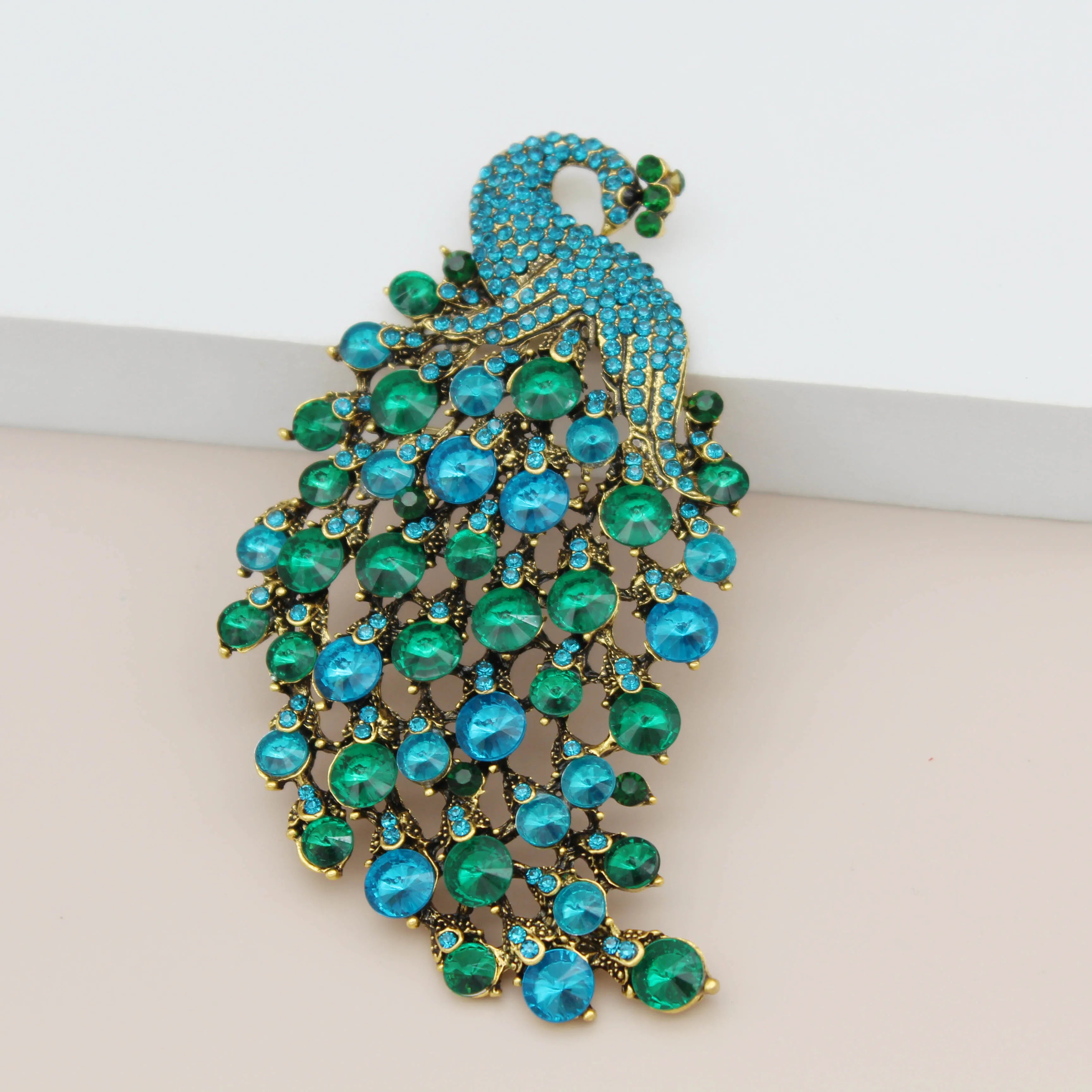 Jachon Custom Colorful Peacock Brooch Pin Animal Diamond Set Lady's Brooch Fashion Clothing Accessories Brooches