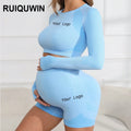 RUIQUWIN Custom Outfit Tracksuit Active Yoga Wear Women Maternity Long Sleeve Workout Sports Pregnant Suit