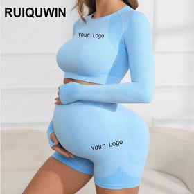 RUIQUWIN Custom Outfit Tracksuit Active Yoga Wear Women Maternity Long Sleeve Workout Sports Pregnant Suit