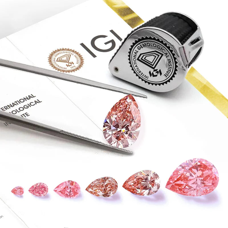 Starsgem 1ct 2ct Vs Fancy Pear Lab Grown Loose Diamond Hpht CVD pink Pear Diamond