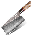 Professional High Quality 67 Layers Carbon Steel Chef Kitchen Cleaver Chopper Knife with Burl Wood Handle