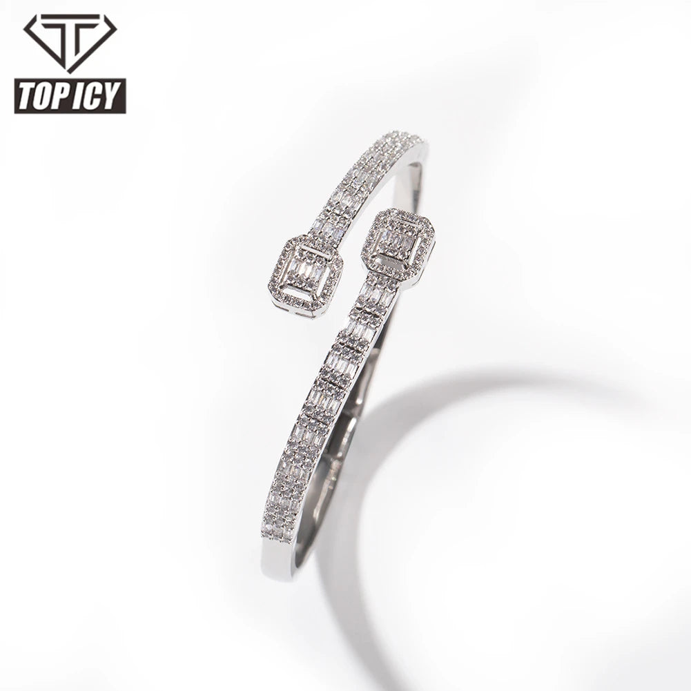 Top Icy Valentines Day Gift Thin Baguette Bangle Women Jewelry Shiny Jewelry Women Bracelets