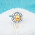 R030524 DIY 7-8mm Natural Freshwater Pearl Ring Accessory 925 Sterling Silver Adjustable Size Engagement Jewelry Ring for Women MegaBDM